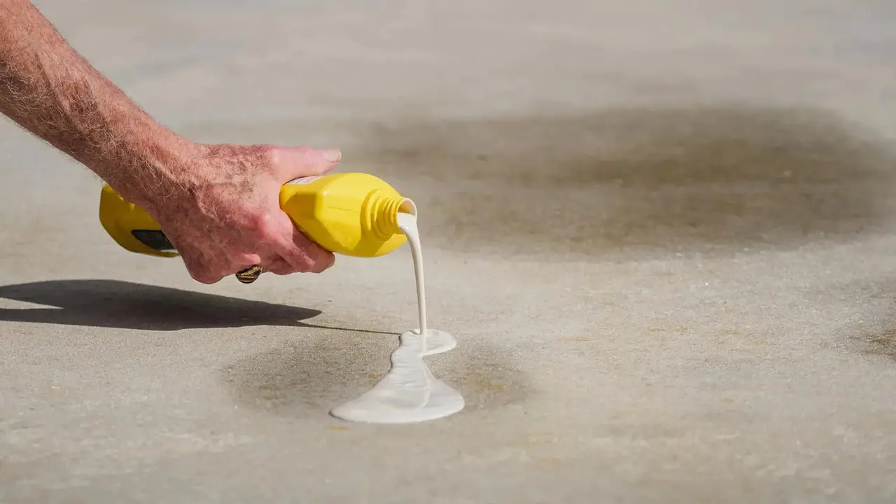 Scrub The Stain With A Stiff Brush Or Broom